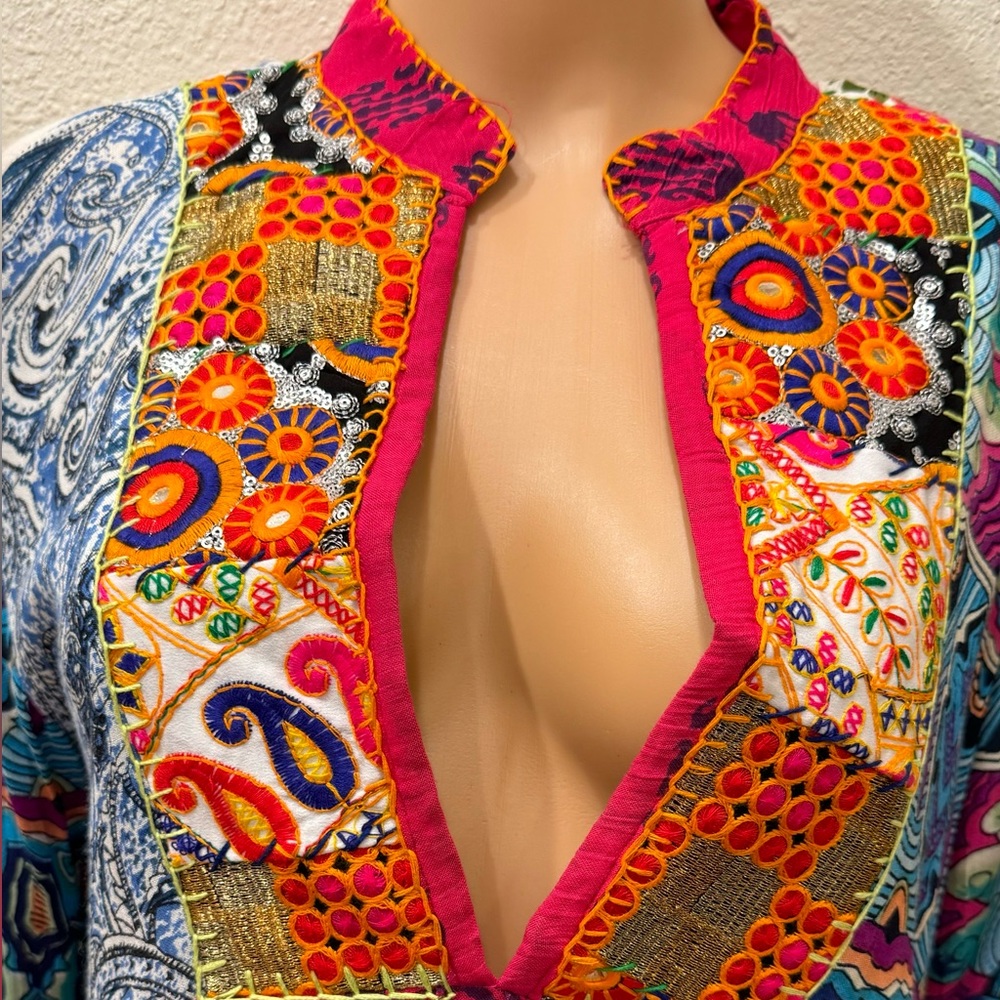 Anandas Collection Festive Patchwork Tunic Multic… - image 2